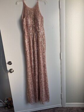 Rose Gold Sequined Gown Size 14